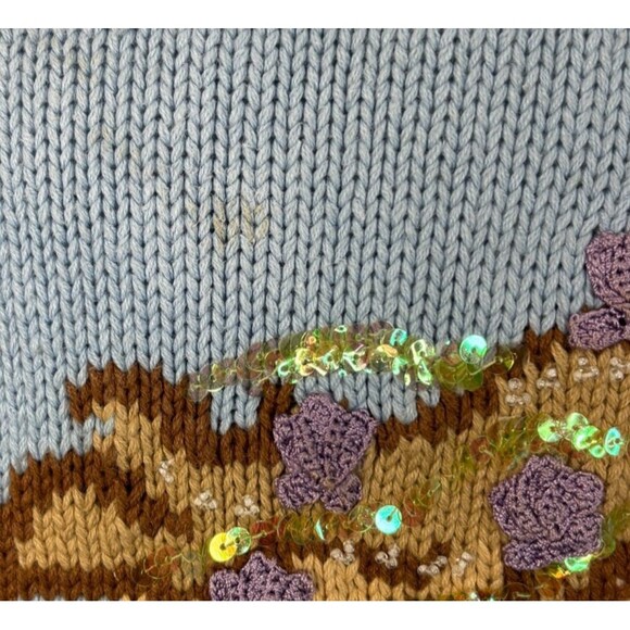 Storybook Knits Vtg Ocean Dolphin Mermaid Cardigan Sweater Womens Sz M Cottage - Picture 11 of 11